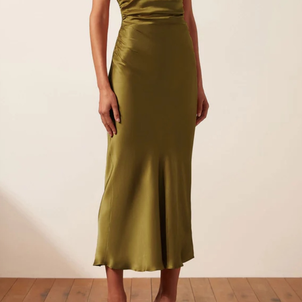 Giorgia Asymmetrical Bias Cowl Midi Dress - Picture 5 of 8